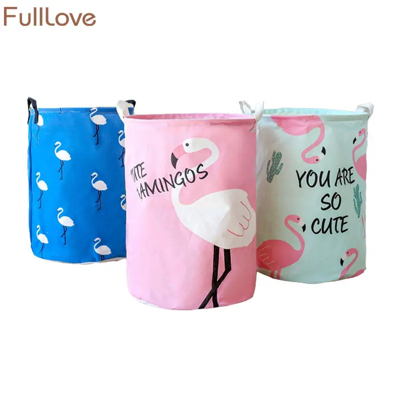35*45 سنتيمتر للطي الغسيل سلة 2018 الجديدة الملابس سلة الغسيل التخزين و منظمة فلامنغو مطبوعة النسيج اللعب المنظم