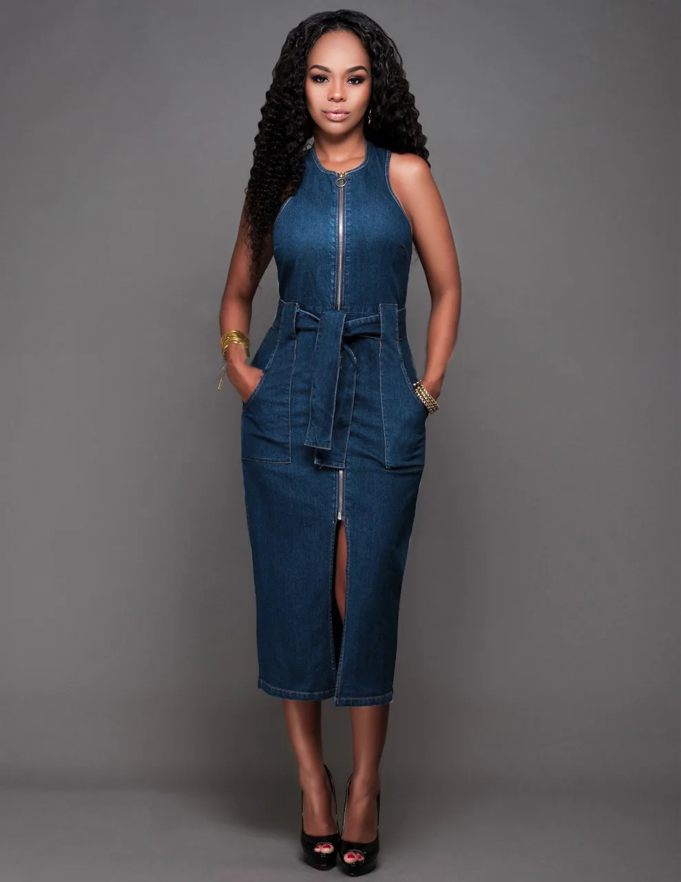Джинсовое платье на подтяжках, женские комбинезоны, модные джинсовые платья размера плюс 3XL, африканская мода, синее повседневное сексуальное облегающее длинное платье