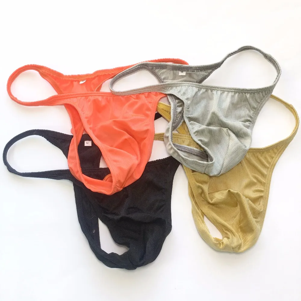 

G277E Sexy Mens String Thong Narrow Waist Shiny Striped Swimsuit fabric