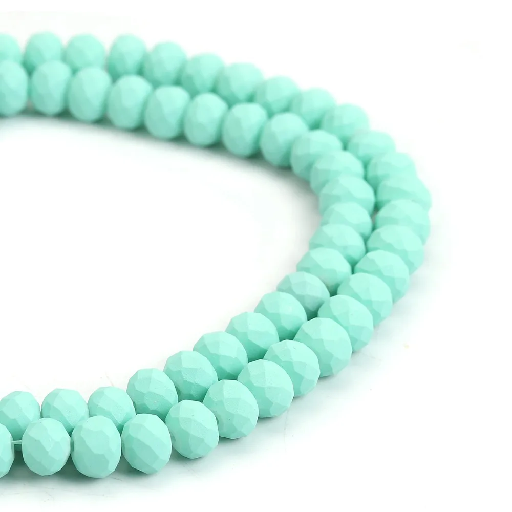 

DoreenBeads Glass Beads Round Green Blue Colorful Frosted Faceted Charms About 8mm Dia, Hole: Approx 1.2mm, 82cm long, 1 Strand