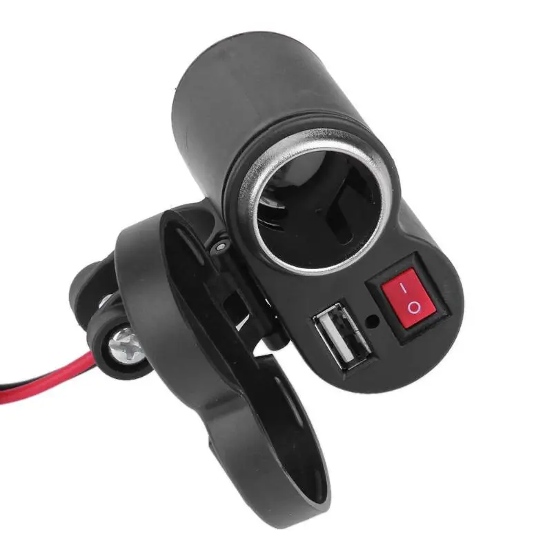 12 В черный Автомобильный мотоциклетный водонепроницаемый прикуриватель USB