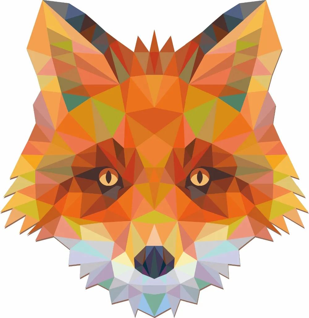 

22.5*22 cm Fox Head Geometry Vinyl Sticker Car Styling Waterproof Decal Motor Car Accessories Auto Bumper Sticker 3D Car Decor