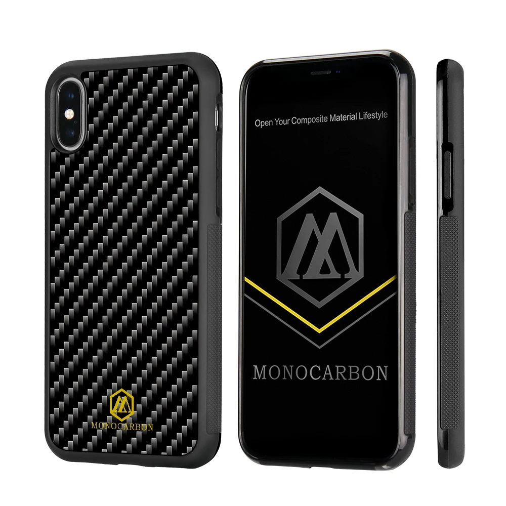 Чехол из натурального углеродного волокна для iPhone X XS XR Max нескользящий чехол