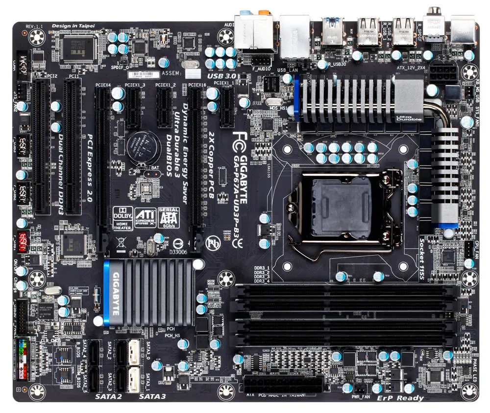 

Gigabyte GA-P67A-UD3P-B3 Desktop Motherboard P67A-UD3P-B3 P67 Socket LGA 1155 For Core i7 DDR3 32G ATX Original Used Mainboard