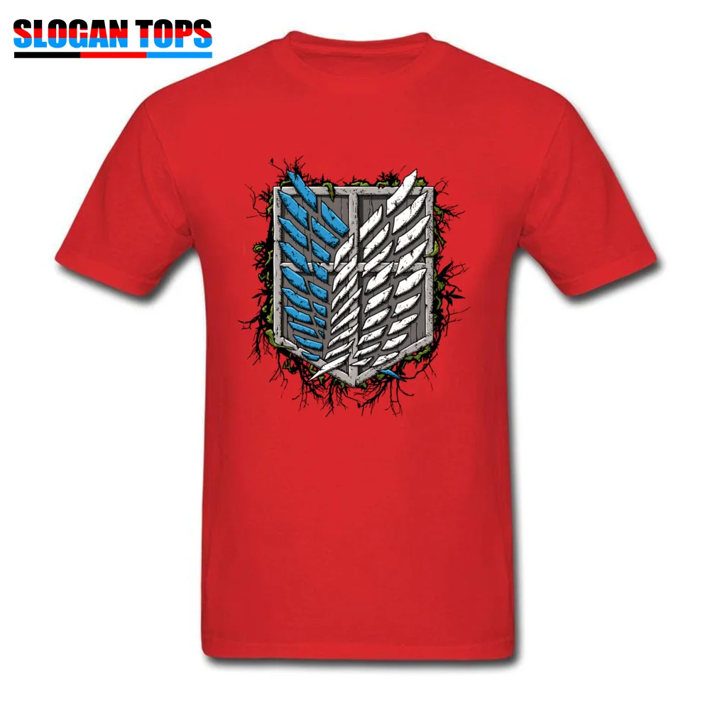Survey corps Design T Shirt for Men All Cotton Summer/Autumn Tops Shirts Hip hop Sweatshirts Short Sleeve Plain Round Collar Survey corps red