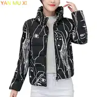Nieuwe 2017 Nieuwe Winter Rits Dame Jas Slanke Jas Zwart Hoge Kraag Kleine Katoen Bovenkleding Ruimte Katoen Bomber Jassen