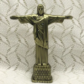 

Antique Bronze Plated Metal Crafts Brazil Famous Statue Cristo Redentor Jesus Christ The Redeemer Statue Corocovado Mntn