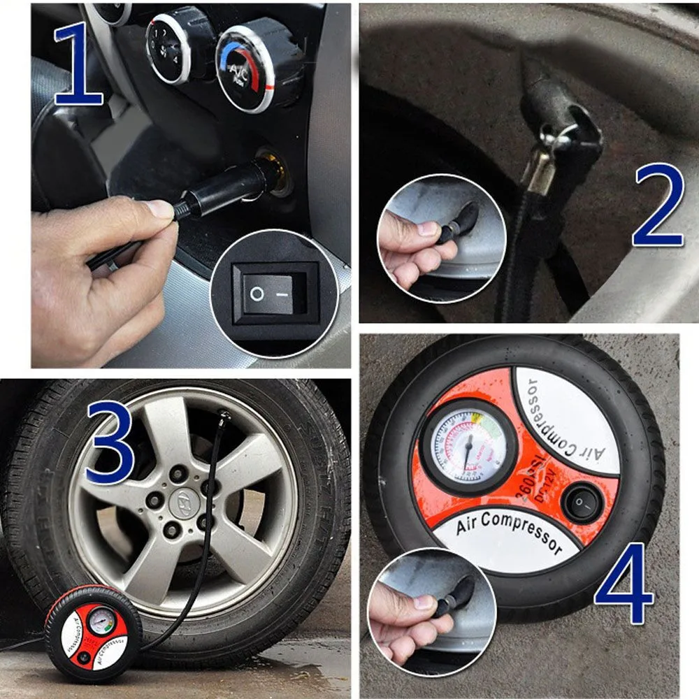 

260PSI DC 12V Portable Electric Mini Tire Inflator Air Compressor Car Auto Pump 120~150W
