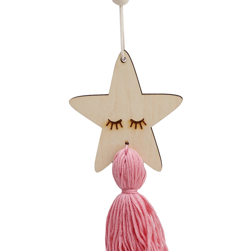 Скандинавском стиле в форме симпатичной звезды, деревянные бусины, подвеска с кисточками, украшение для детской комнаты, Настенное подвесное украшение для фотографии KO895655