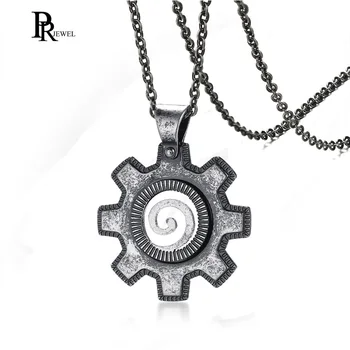 

Steampunk Cool Men's Stainless Steel Nautical Naval Helm Mechanic Gear Pendant Necklace