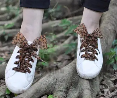 Леопардовый дизайн 4 см шириной 110 см длинный шифоновый шнурок повседневные шнурки для кроссовок
