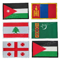 Грузия Jordan Ливан Монголия палестинского Туркменистан Конго вышивка флаг патч Эмблема аппликации вышитые значки патчи