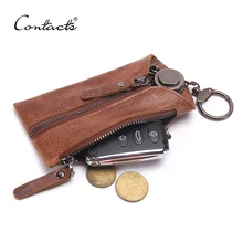 Горячая распродажа винтажный кошелек из натуральной кожи для ключей женские чехлы для ключей кейс на молнии сумка брелок для ключей для мужчин Организатор ключей экономки