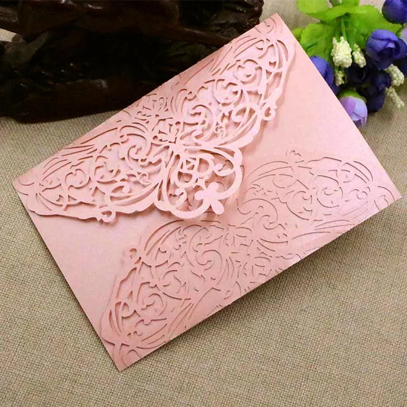  New 10pcs Wedding Engagement Invitation Card Ivory Red Leaves Pattern Carved Hollow-out For Wedding - 32958027873