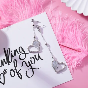 

12pairs/lot lovely asymmetric Earrings sweet temperament Long heart shaped Earrings exaggerated woman