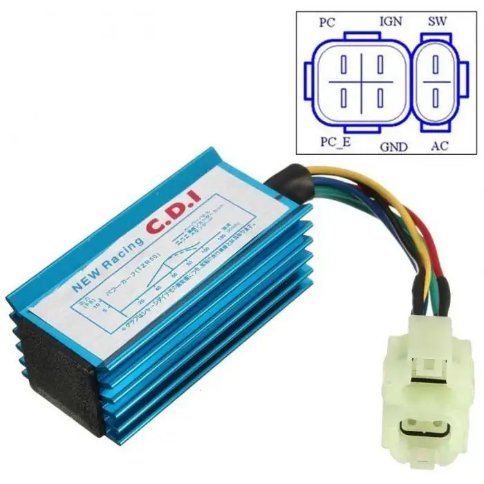 Новое прибытие Производительность 6 Pin гоночный CDI Коробка Катушка зажигания для GY6 скутер мопед 50cc-150cc CSL2017