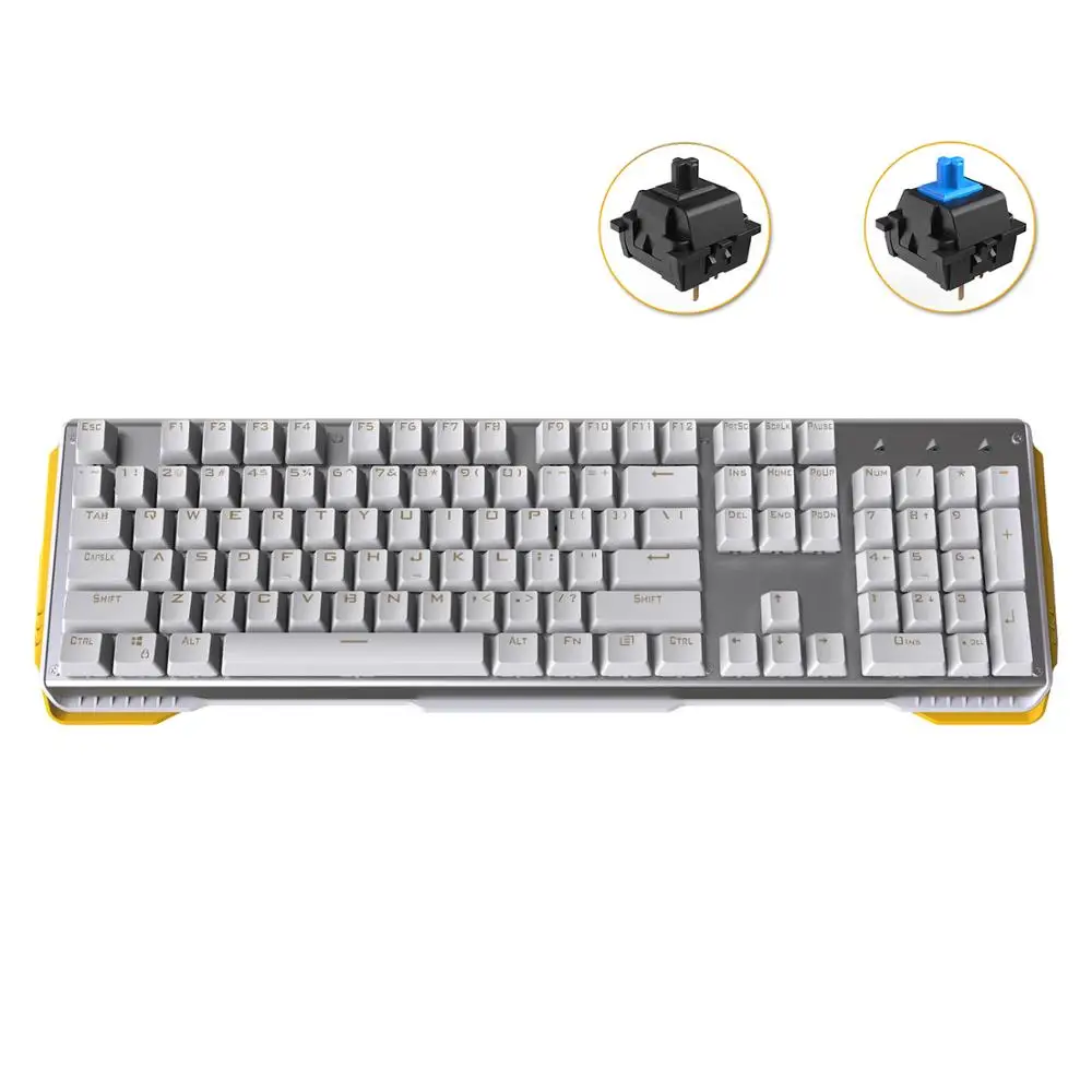 

Mechanical Keyboard 104keys USB Wired Gaming Keyboard Fingerboard with Gateron Black Blue Switch for PC Gamer Laptop, No Backlit