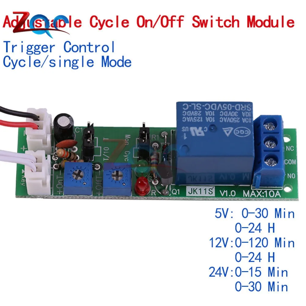 WS16 DC 12 В бесконечная задержка цикла реле времени таймера управления ВКЛ-ВЫКЛ модуль циклического переключателя двойной регулируемый 0~ 120 минут