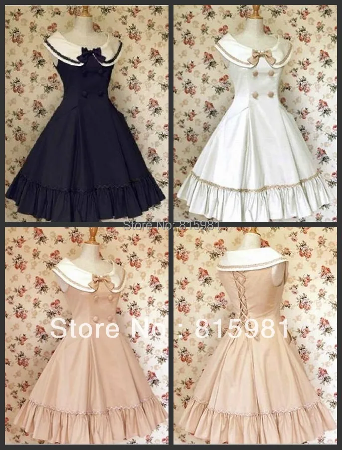 Sailor Collar Vintage Dress with Shirt 50's 60's Rockabilly Lolita