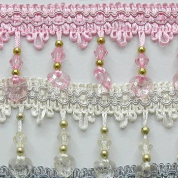 

12Yards Europe Luxury Style Beads Tassel Trimming Curtain Tassel Trims African Lace For DIY Sewing Bag Sofa 7cm