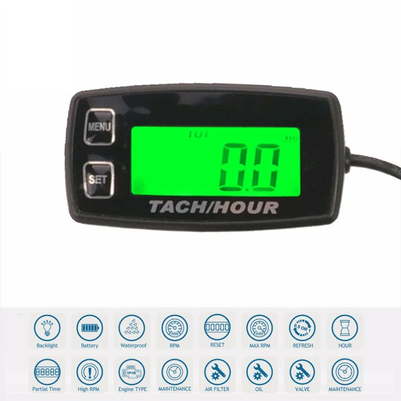 

New Waterproof Backlit Digital Tach Hour Meter Tachometer 2/4 Stroke Engines Inductive display for car accessories tachometer