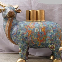 Bi001462 хина Королевский чистая бронзовый gild перегородчатой Коррида bull ox Дворец Искусства статуя