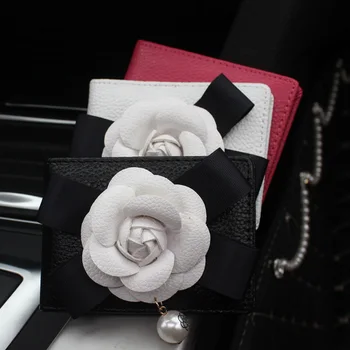 

fashion rose flower women driver license card holder key case For Car