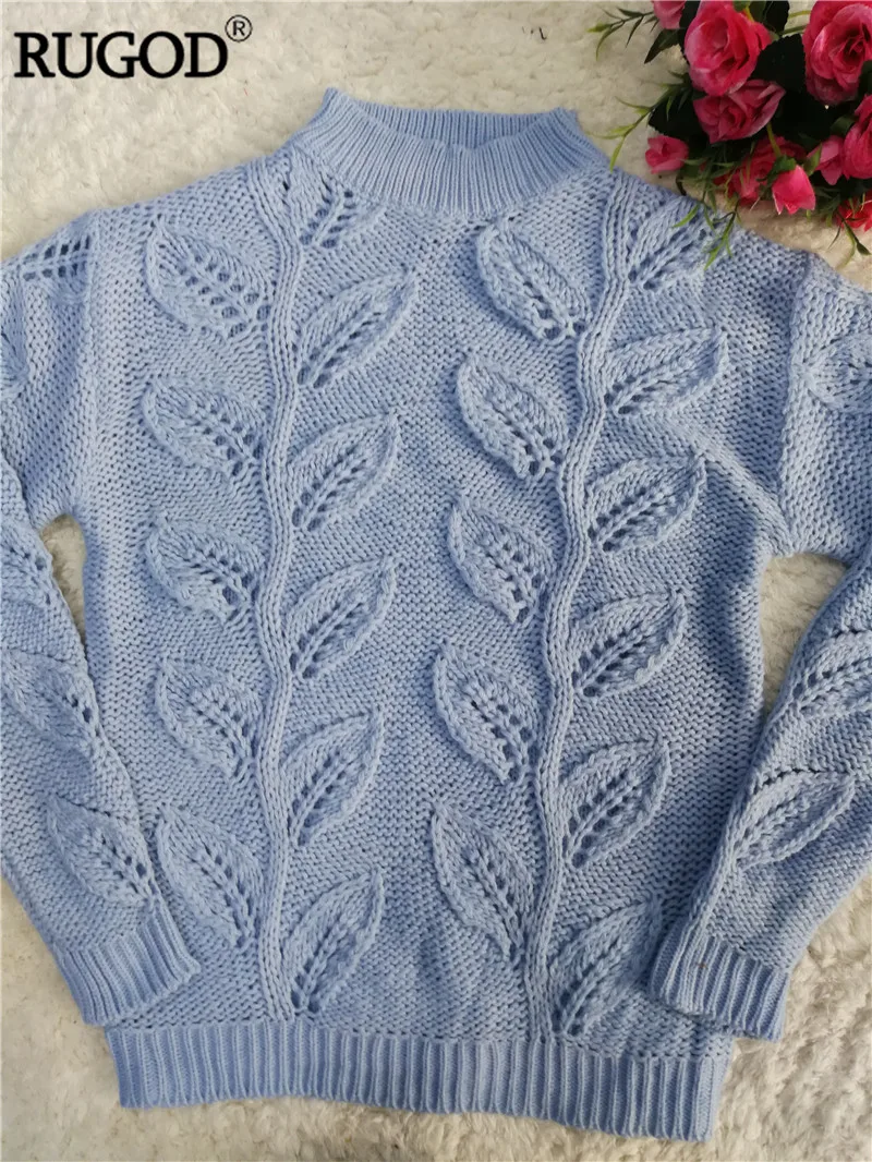 RUGOD вязаный свитер ручной работы с рисунком листьев для женщин; сезон осень-зима; теплый вязаный пуловер; женские свитера; Befree Sueter Mujer