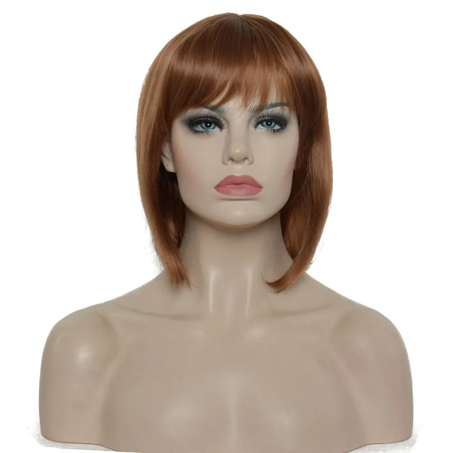 Koop StrongBeauty vrouwen Pruiken Auburn Korte Rechte Bob Hair Synthetische Volledige Pruik