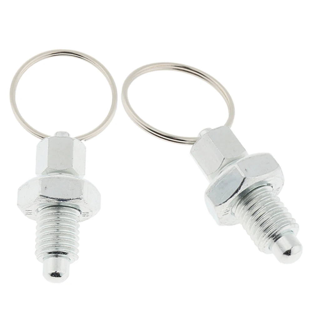 2Pcs Stainless Steel Non Lock-Out Indexing Plunger With Pull Ring M12