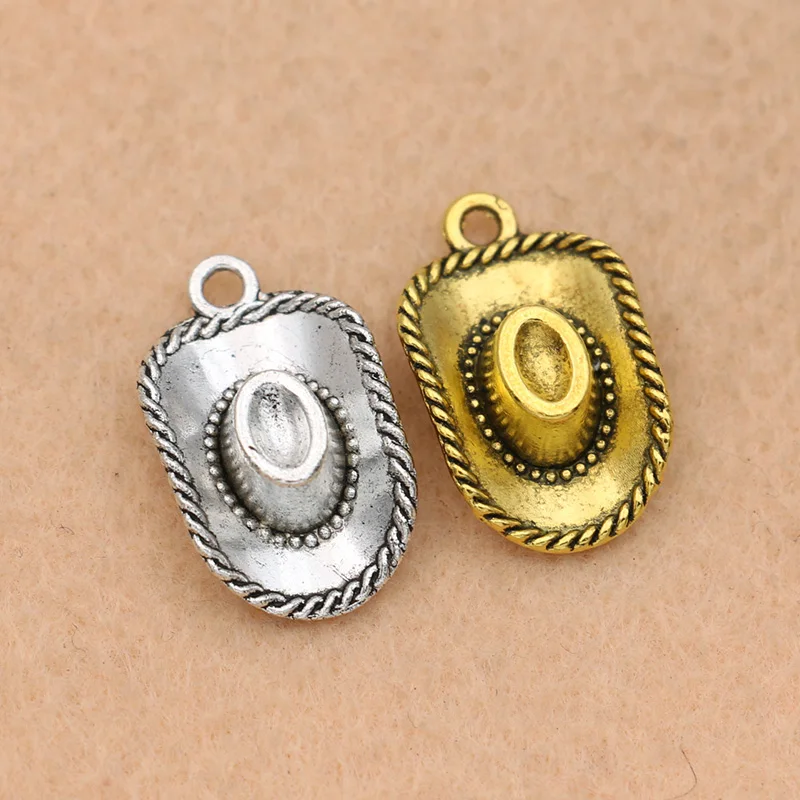 

10pcs Antique Silver Plated Cow Boy Hat Charms Pendants fit Making Bracelet Necklace Jewelry Findings Jewelry Diy Craft 22x13mm