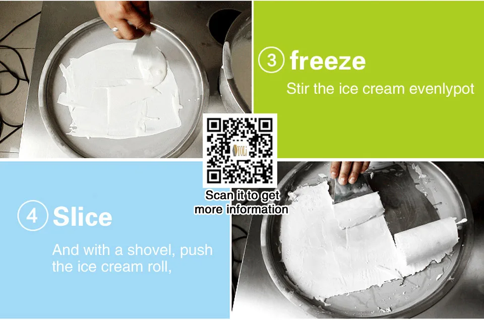 5ice cream roll machine double round pan with double R410A