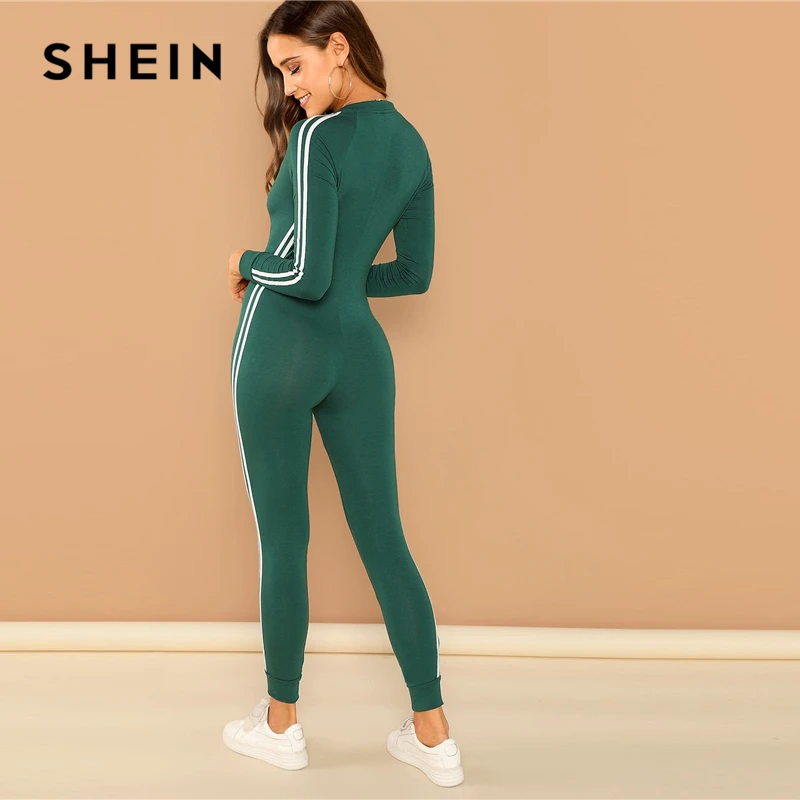 SHEIN Спортивный Комбинезон На Молнии Стильный Комбинезон С Длинными Рукавами