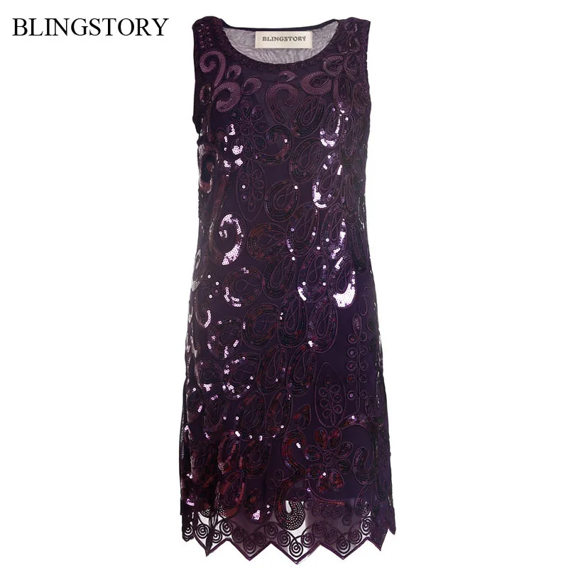 

BLINGSTORY European Elegant Sequin Embroidery Women Nightclub Dresses Evening Vestidos Branco KR3064-5