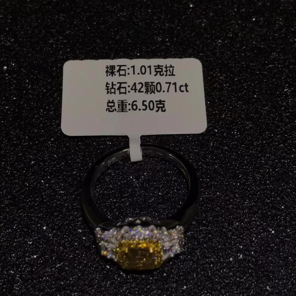 wedding engagement ring classic luxury square 18k gold diamond jewelry certificated natural Yellow diamond ring women