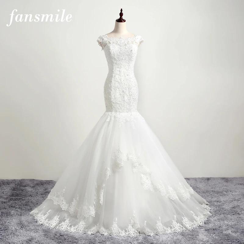 Fansmile Real Photo Sexy High Quality Lace Mermaid Wedding Dresses