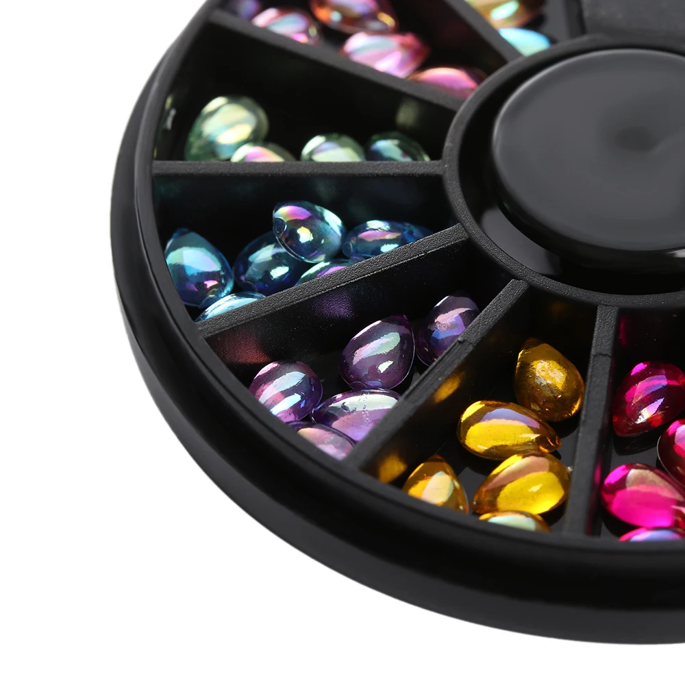 1 колесо 3D Droptear опал Кристаллы Стразы для ногтей DIY смешанный плоский задний маникюр Дизайн ногтей инструменты 12 цветов