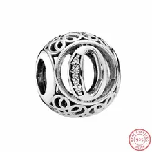 Изысканные серебряные бусины 925 capitary O в винтажном стиле, прозрачный CZ DIY Fit PANDORA Подвески для женщин, ювелирные изделия, LE015-O