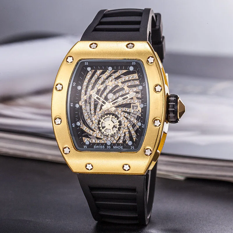 Спортивные мужские роскошные брендовые известные уникальные дизайнерские кварцевые часы мужские большие часы из силикагеля Es мужские Relogio Masculino