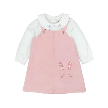 Tender Babies Baby Girl 100% cotton cord pinny dress with 3D rabbit embroidery&T-shirt with peter pan collar with floral emb
Tender Babies Baby Girl 100% cotton cord pinny dress with 3D rabbit embroidery&T-shirt with peter pan collar with floral emb