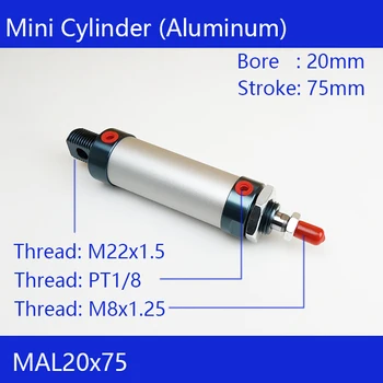 

Barrel 20mm Bore 75mm Stroke MAL20*75 Aluminum Alloy Mini Cylinder Pneumatic Air Cylinder MAL20-75