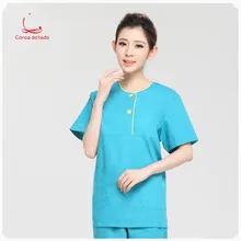 Одежда для мытья кисти Женская Изолированная одежда для медсестры раздельный комплект полиэстер хлопок с коротким рукавом Рабочий костюм