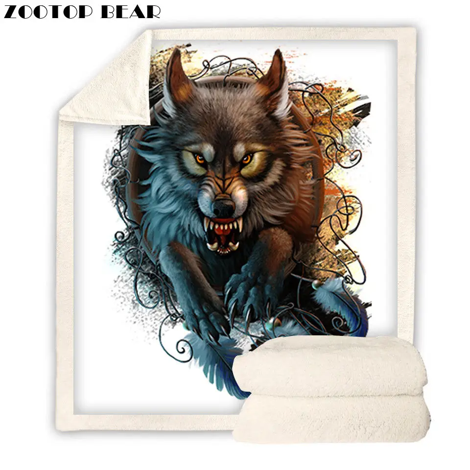 Funny Wolf Throw Blanket Adult Beds Soft Hot Animal 3D ...