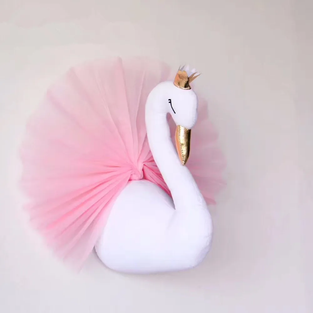 3D Wall Hanging Decorations Cute Crown Swan Stuffed Dolls 40X54cm Bedroom Wall Hanging Deco Weddings Birthday Toys Gifts