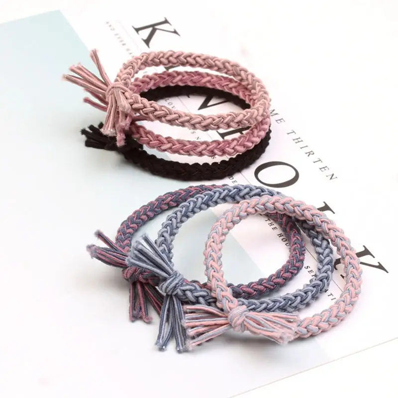 Корейская плетеная веревка для волос для женщин и девочек, эластичные резиновые ленты аксессуары для волос, детская бабочка, кольцо для волос, резинка для волос, головной убор - Цвет: MIX