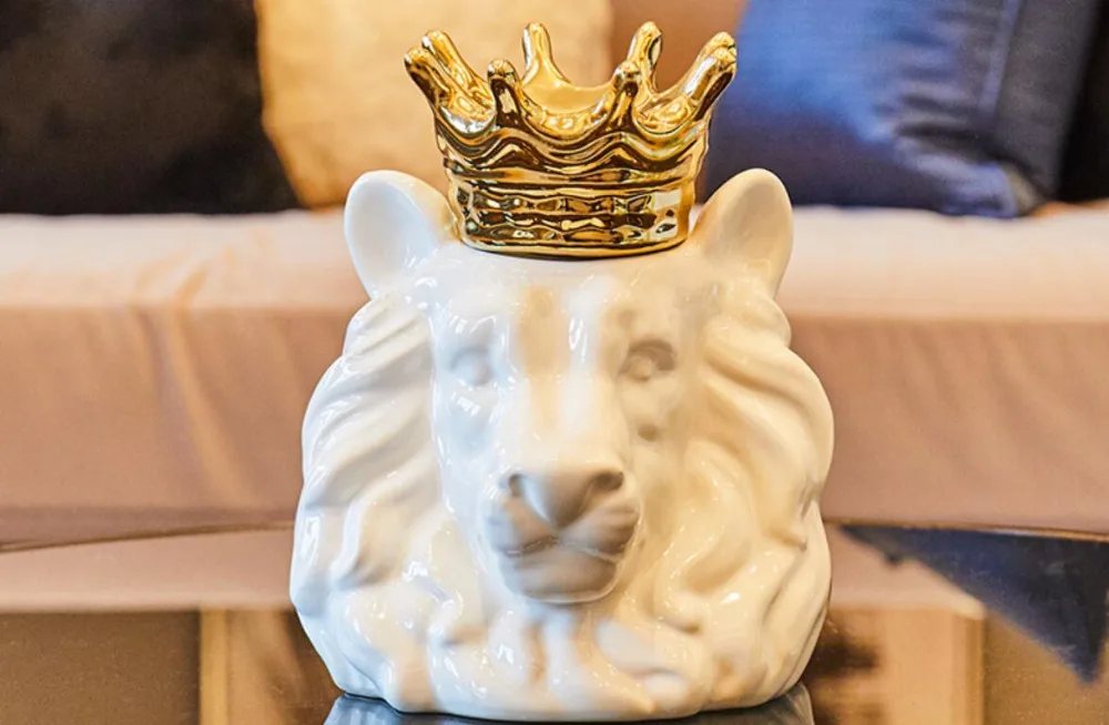 Уникальные, из керамики Лев и корона керамические банки для хранения Творческий Лев салфетки для декора стола горшки для хранения