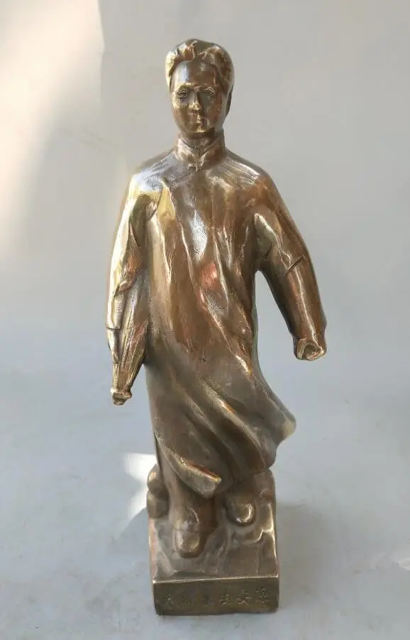 

Chinese Old brass Handmade Carved Mao zedong brass Statue #6