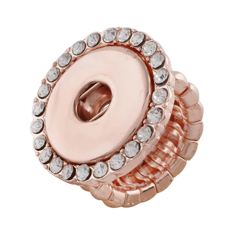 High Quality Crystal Elastic Adjustable Silver Gold Snap Ring Snap