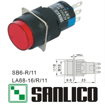 

circular momentary push button switch SB6(LA68-16 LAS1 LAY16)-R/11 spring return 16mm