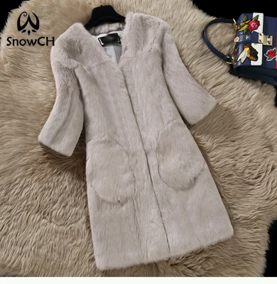 Натуральная Шуба из натурального кролика женская меховая куртка из кроличьего меха зимние меховые жилеты заказного размера плюс F867 - Цвет: gray
